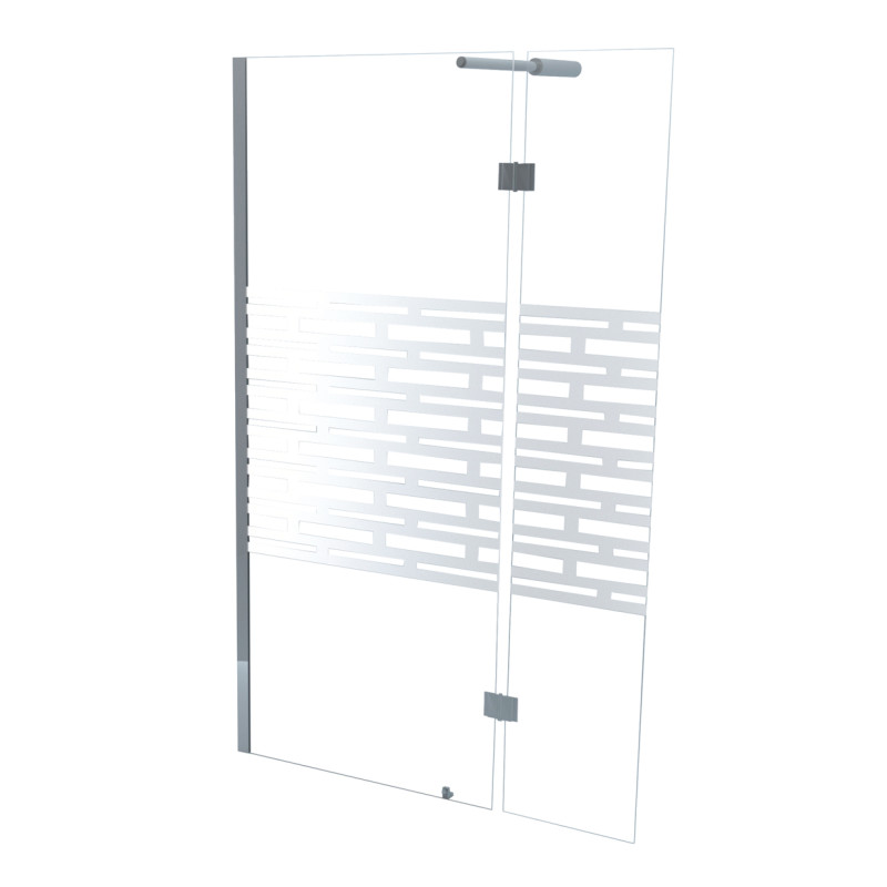 Paroi de douche sérigraphiée avec volet Cariba 90   40 x 210 cm ONDÉE