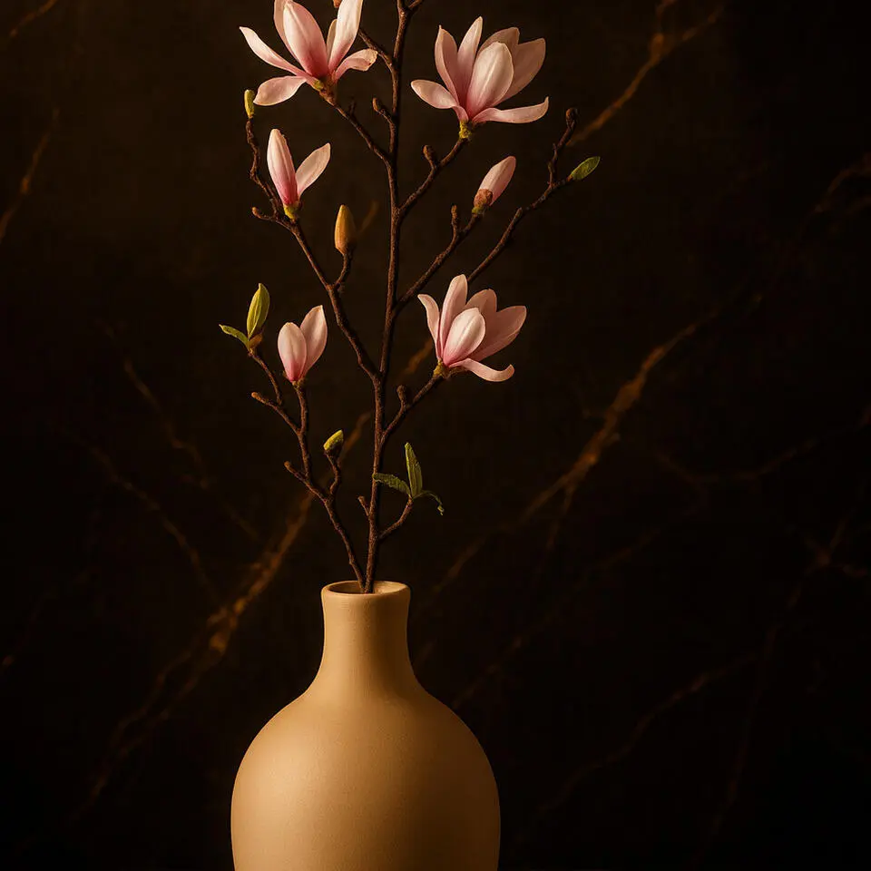 Mica Decorations Kunstbloem - magnolio beverboom - lichtroze - 80 cm