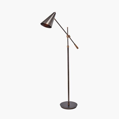 Ruma Antique Bronze and Antique Brass Adjustable Task Floor Lamp