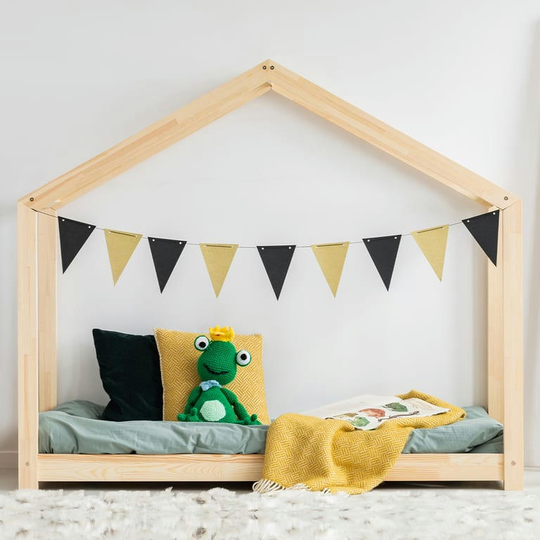 AUDE - Lit cabane 70x140 sommier inclus naturel