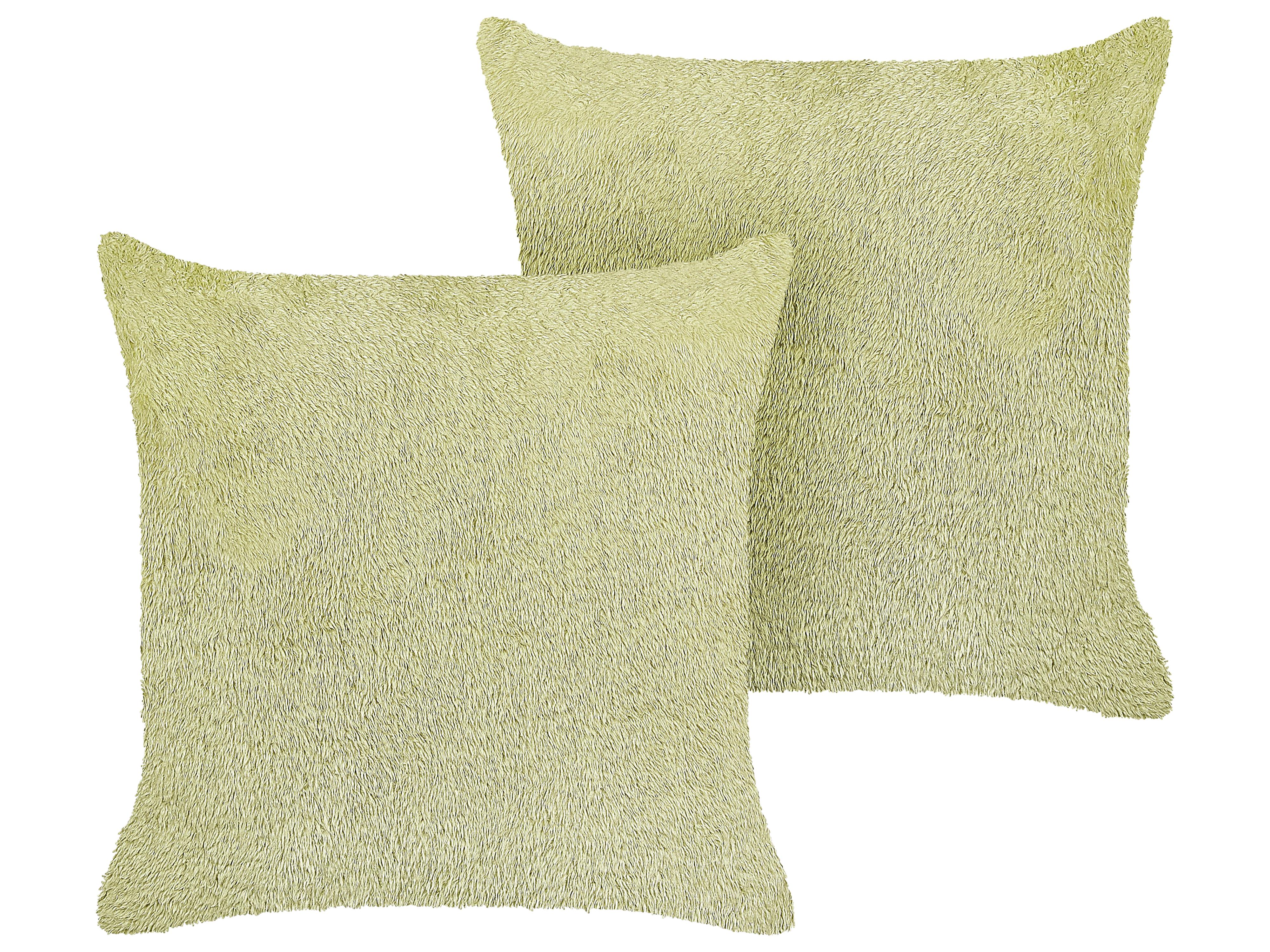 Throw Cushion PILEA Faux Fur 45 x 45 cm Light Green Solid