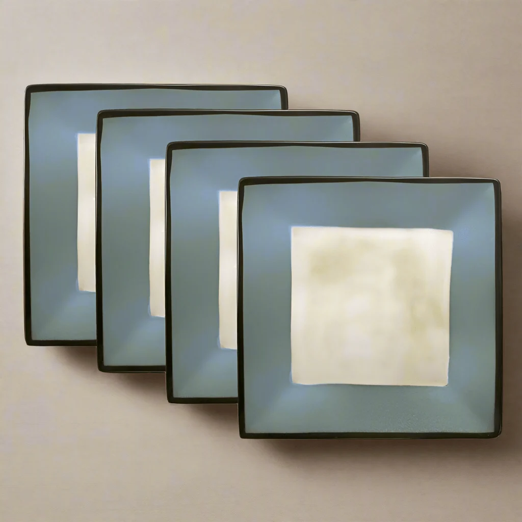 Gourmet Basics Belmont Set of 4 Blue Square Dinner Plates