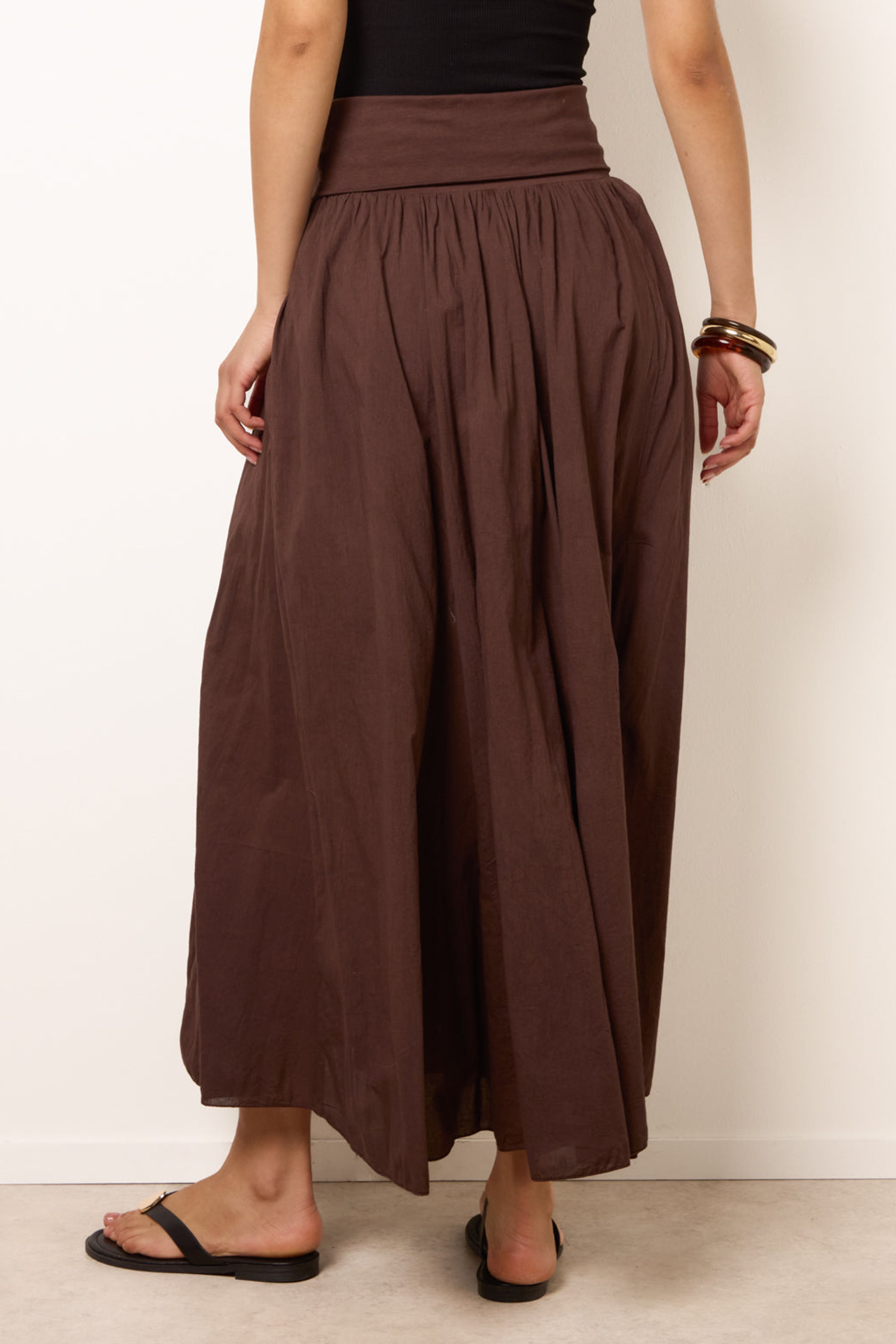 Blue Vanilla Brown Godet Hem Jersey Waist Skirt