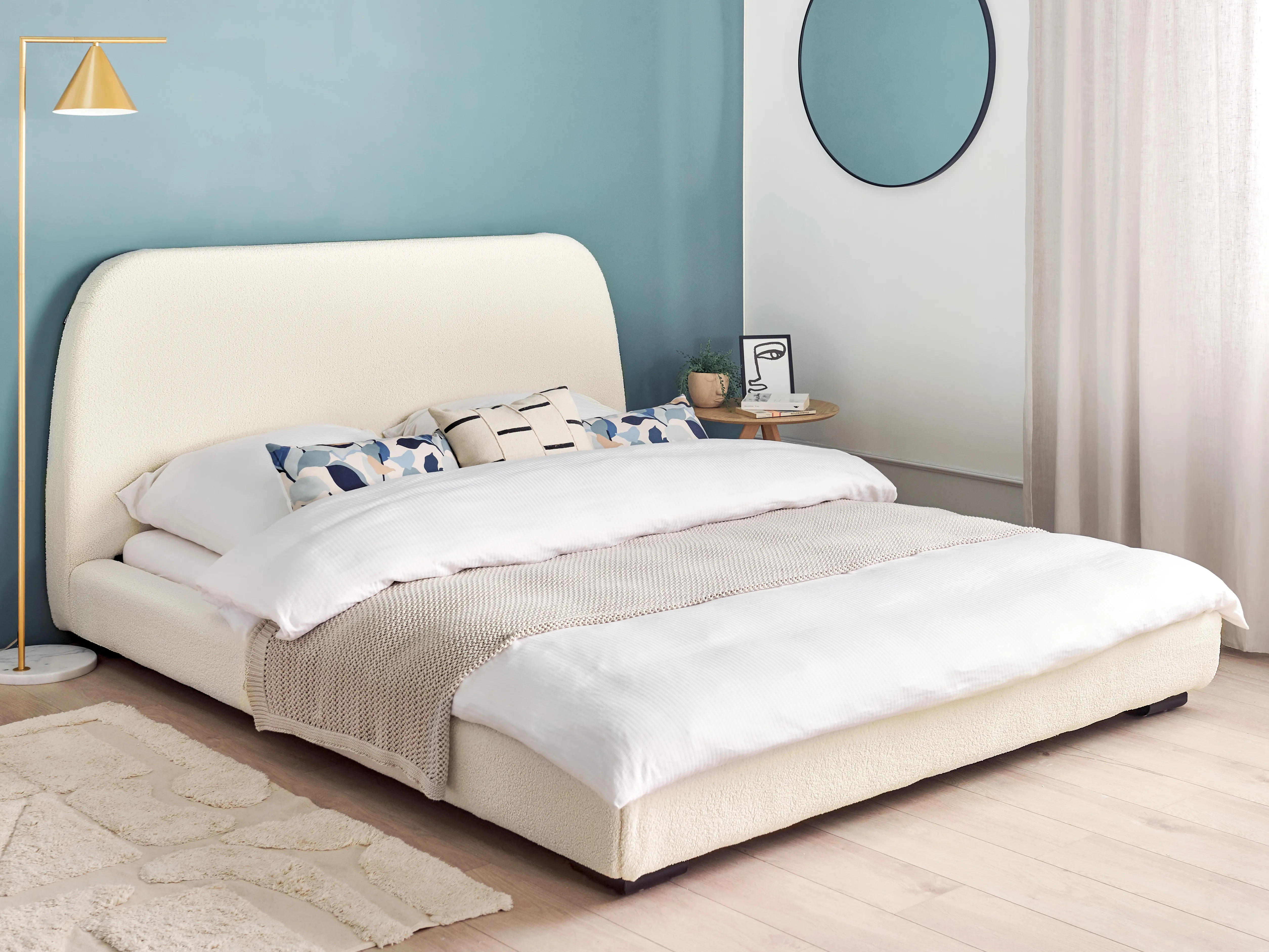 Waterbed Boucle ROISEL 160 x 200 cm (EU King Size) Light Beige