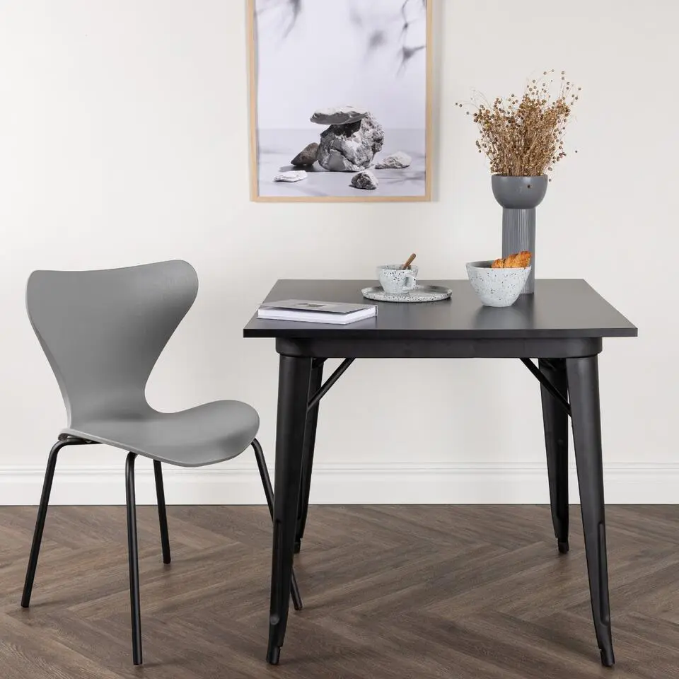 Eettafel Zwart Hout Metaal - 80x80x75cm - Tempe