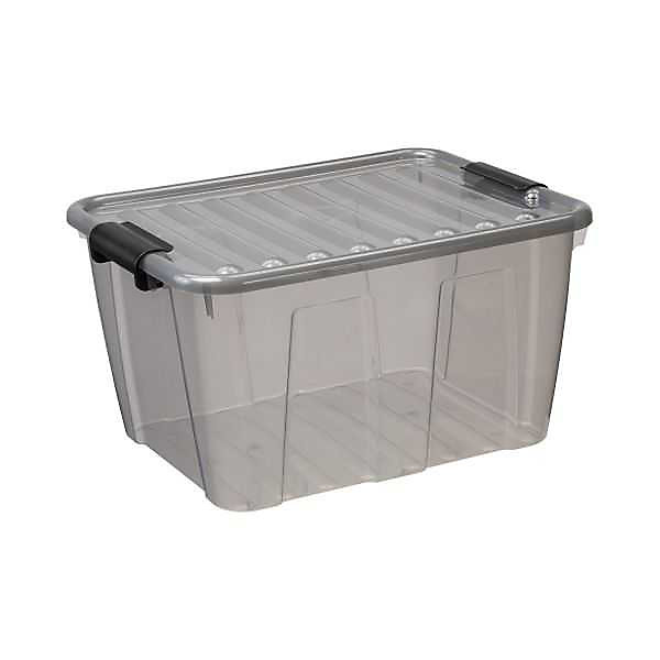 Boîte de rangement avec couvercle Home Box 30 litres - Gris
