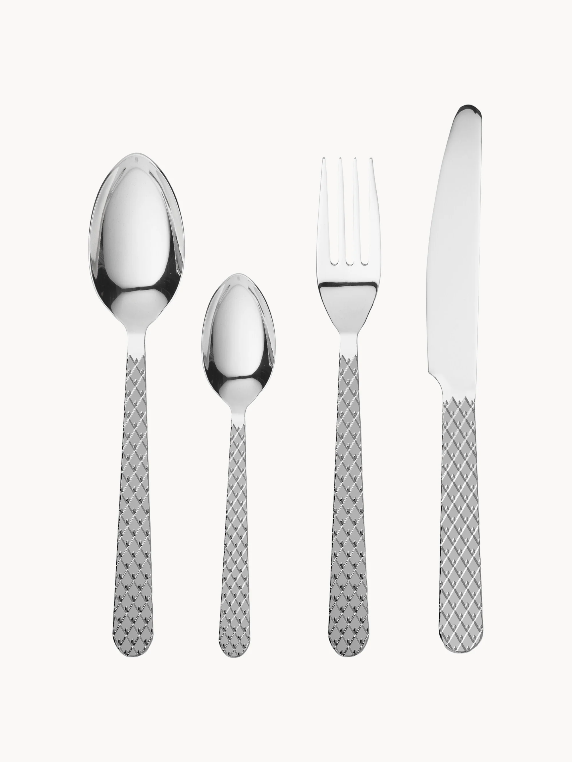 Besteck-Set Rhombe mit geriffeltem Griff-Design, 4 Personen, 16er-Set