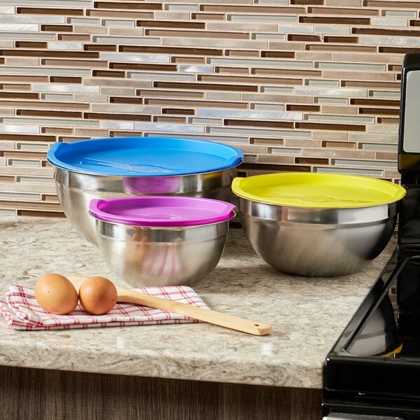6 Piece Stainless Steel Nesting Mixing Bowls with Lids