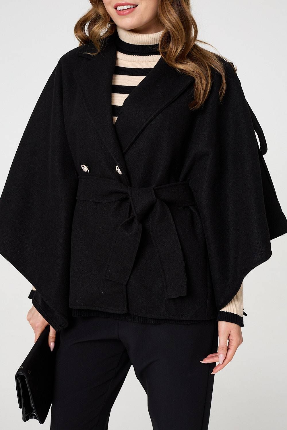 Izabel London Cape Coat With Belt