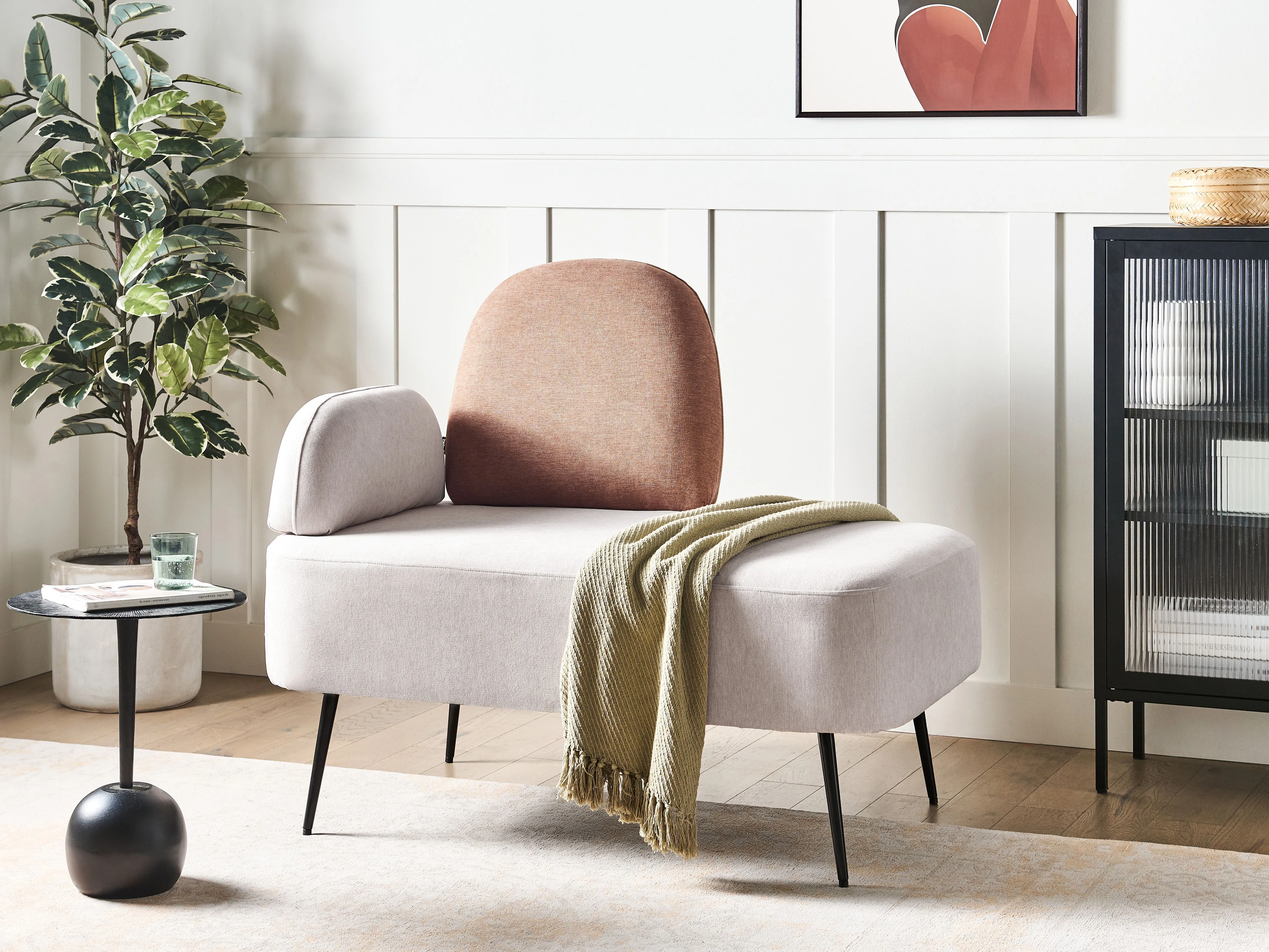 Left-Hand Chaise Longue ARCEY Fabric Brown