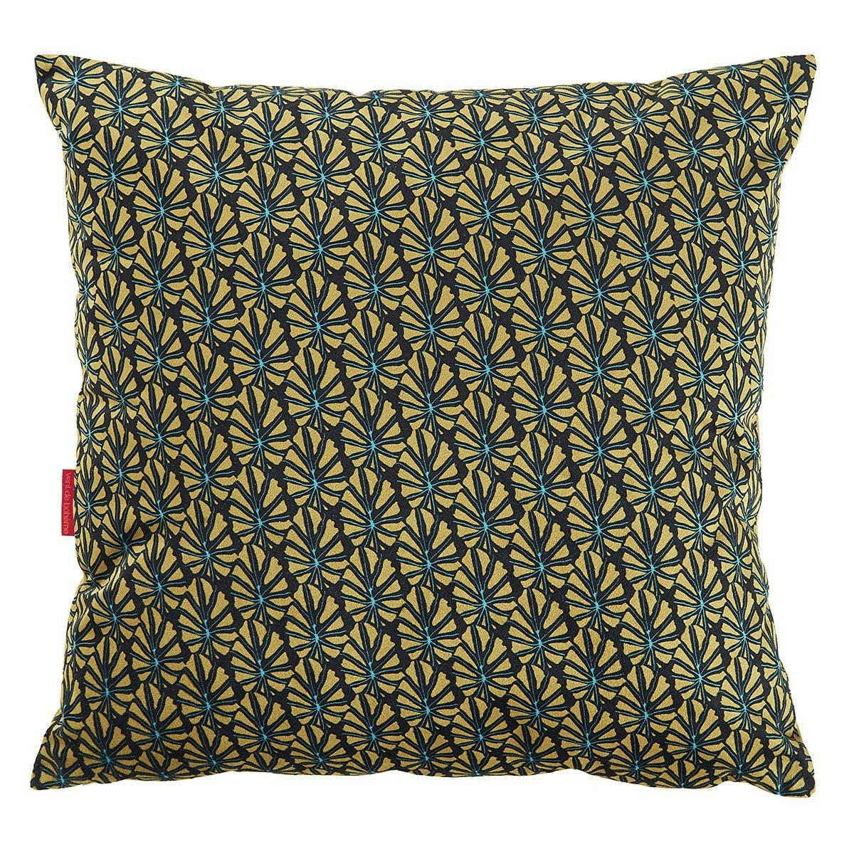 MOOREA - Housse de coussin velours imprimé graphique doré 45x45cm