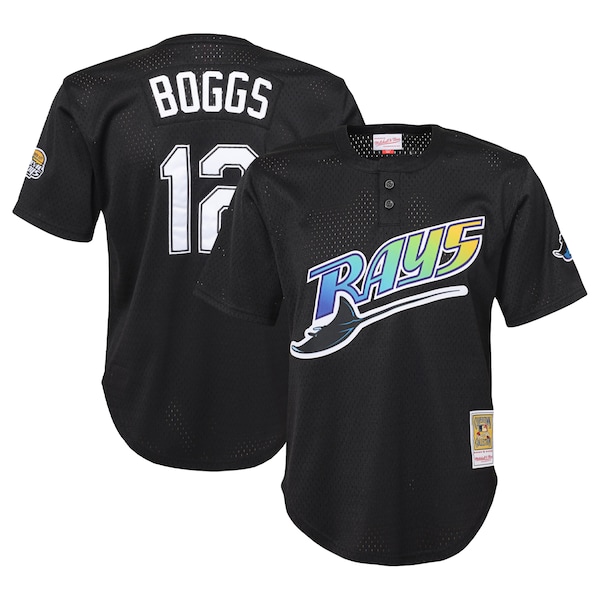 Wade Boggs Tampa Bay Rays Youth Cooperstown Collection Mesh Batting Practice Jersey - Black
