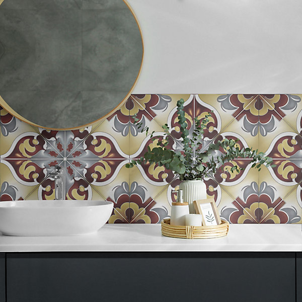 Panneau Mural Wallfluent 50x50 cm Motif Décoratif À Motif Floral 4 pièces
