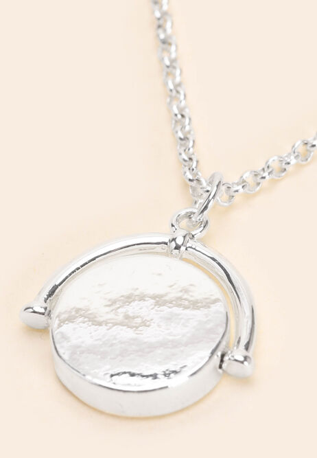 Womens Silver Spinner Charm Pendant Necklace