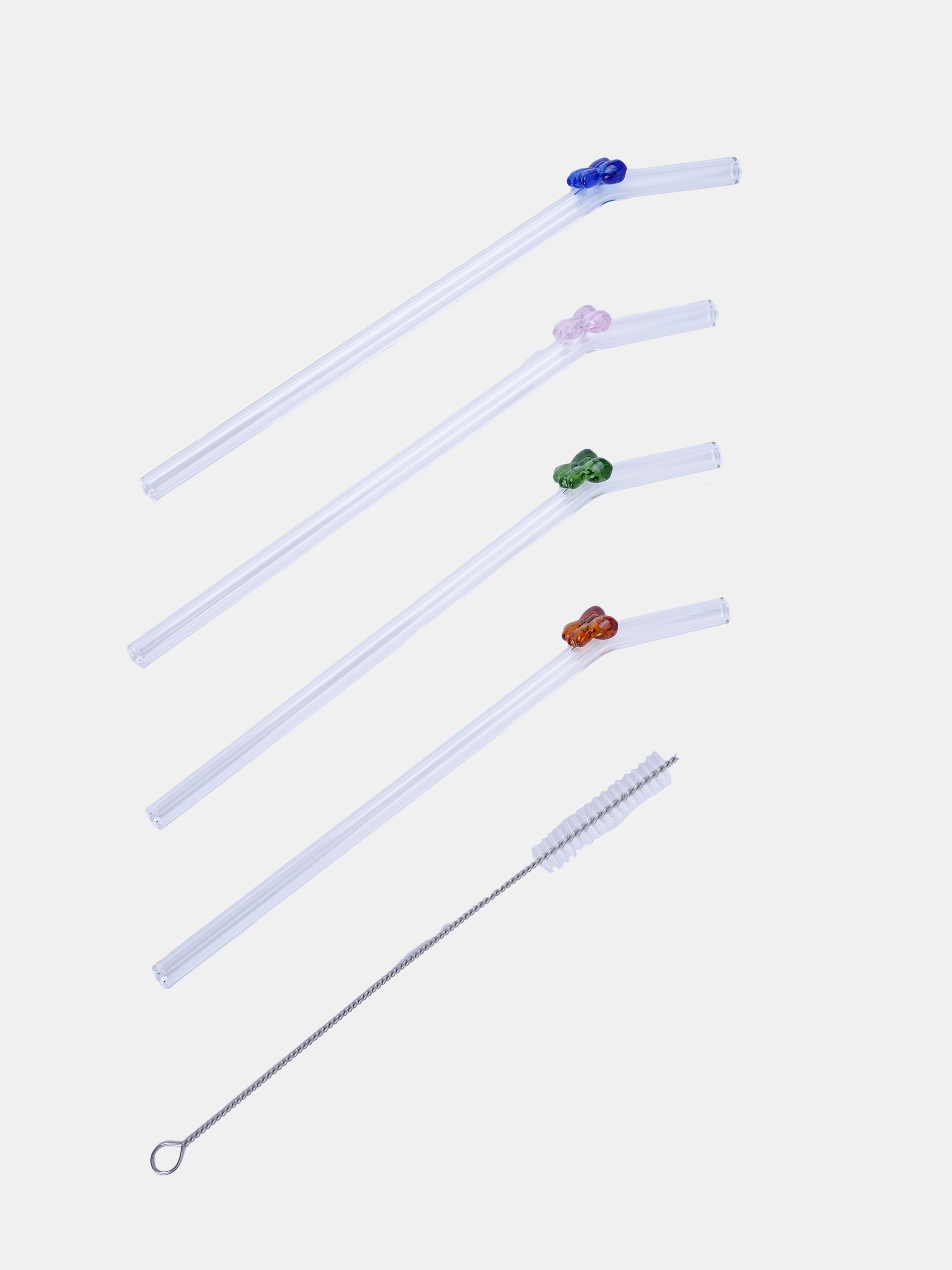 Szklane słomki z motylami i czyścik 5 pack