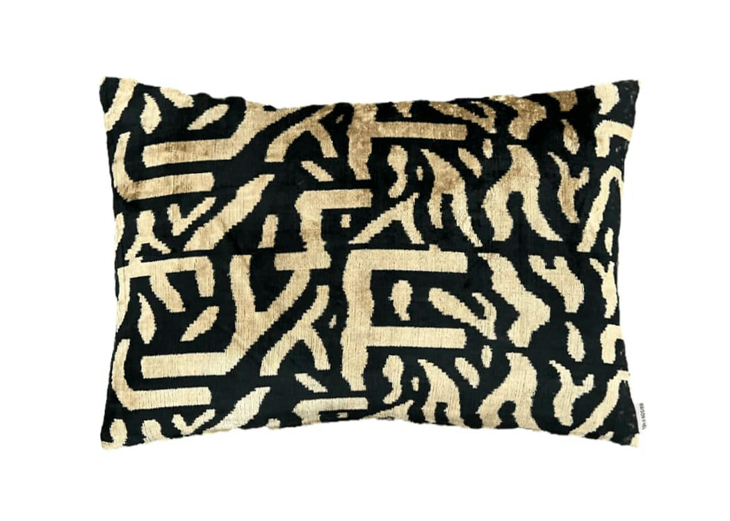 - Housse de coussin velours soie ikat   40x60 multicouleur