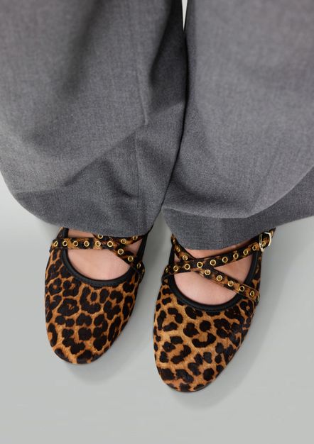 Leopard ballerina's met studs