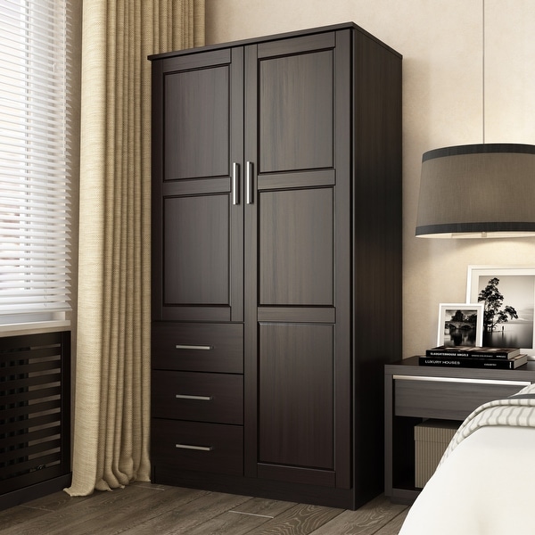 Palace Imports 100% Solid Wood Metro Wardrobe Armoire with Optional Mirrored Door