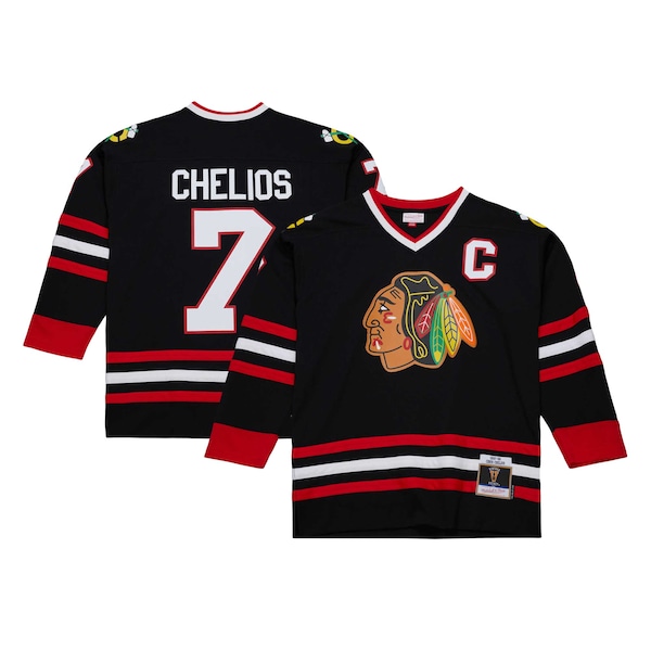 Chris Chelios Chicago Blackhawks  1997/98 Captain Patch Blue Line Player Jersey - Black