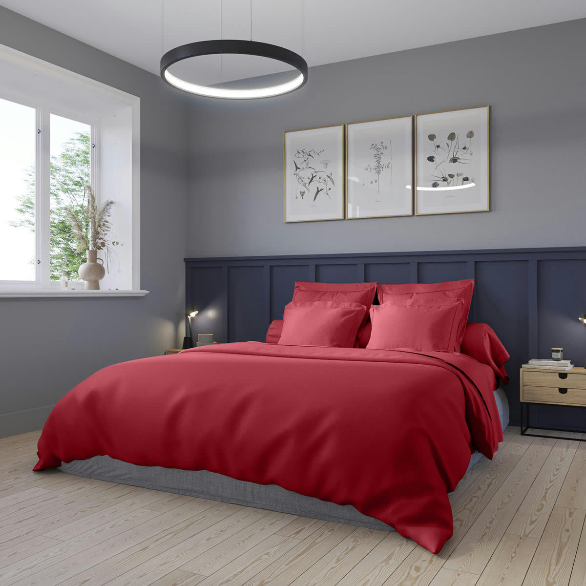 PARTITION - Housse de couette   Satin de coton Coloris Rouge 240x260 cm - DODO