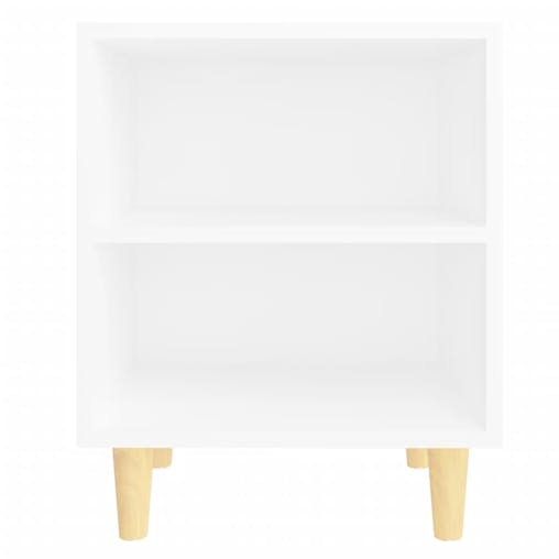 NNEVL Bed Cabinet with Solid Wood Legs White 40x30x50 cm