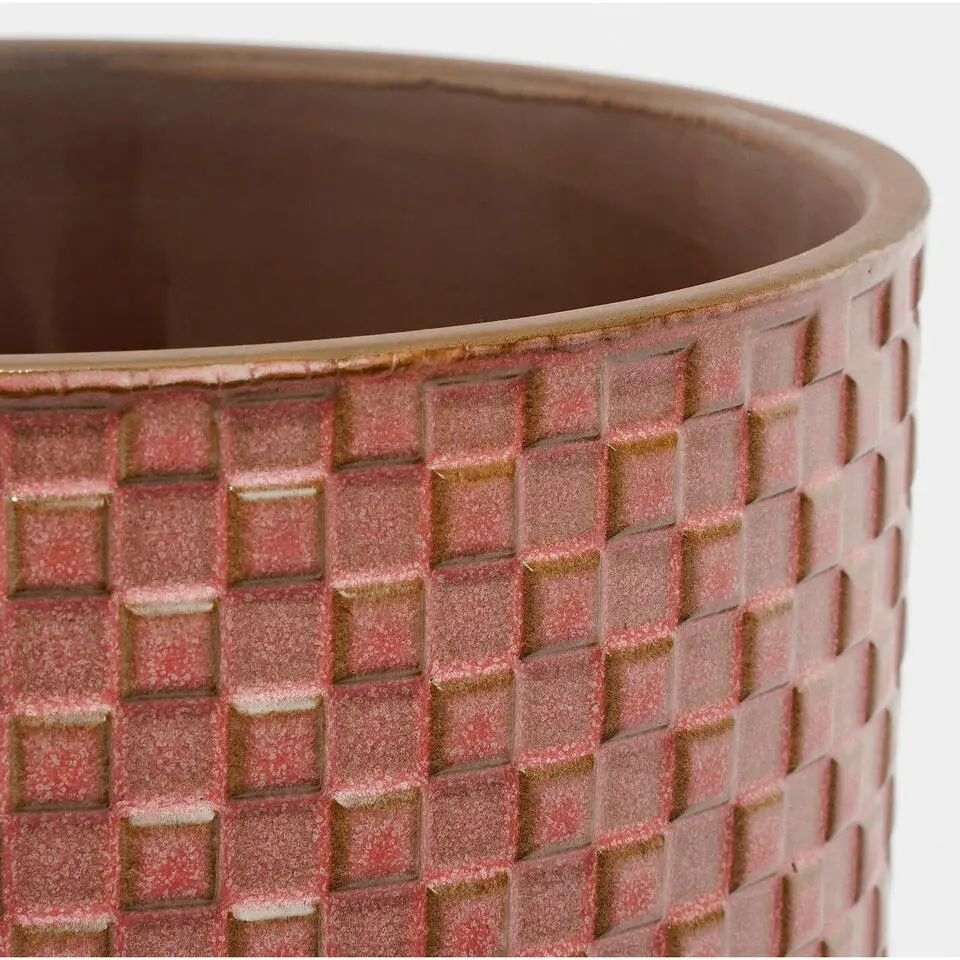 Mica Decorations Plantenpot - keramiek - roze - 11 x 9 cm