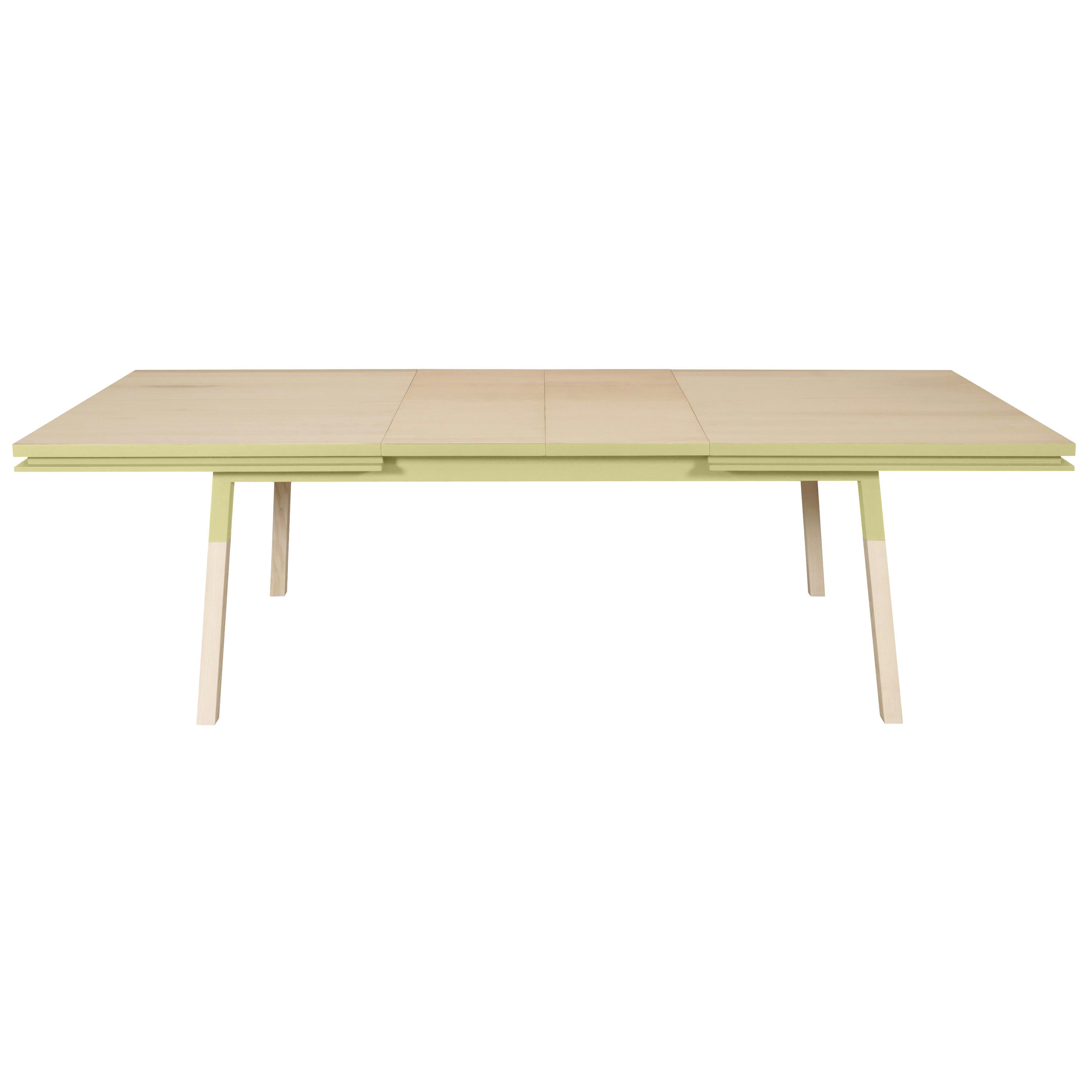EGEE - Table 220x120 cm en frêne massif, 2 rallonges jaune lunaire