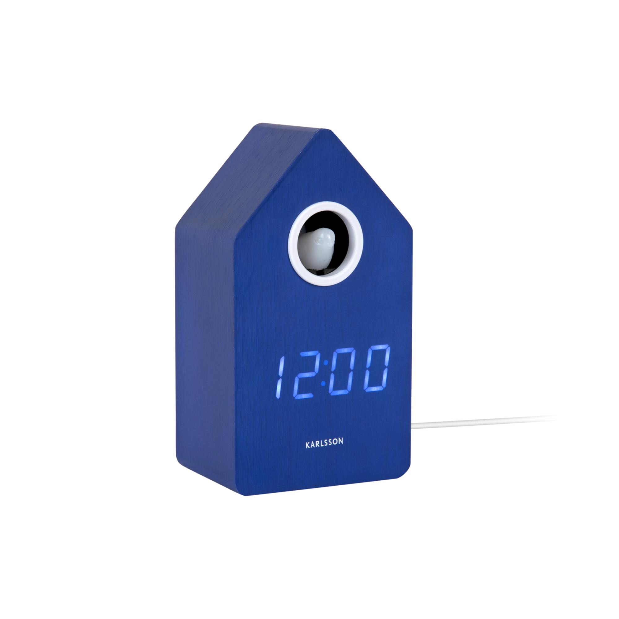 Karlsson wekker Cuckoo LED - blauw - Ø9cm