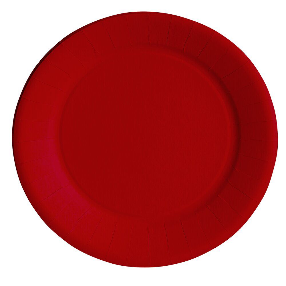 Lot de 10 assiettes en carton rouge Ø18 cm