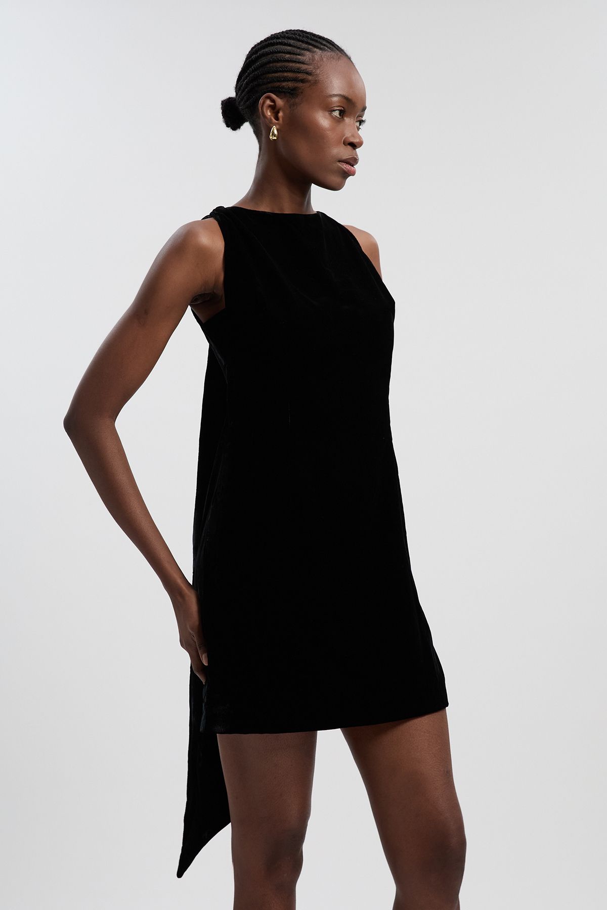 KarenMillen Velvet Woven Mini Dress With back Ties