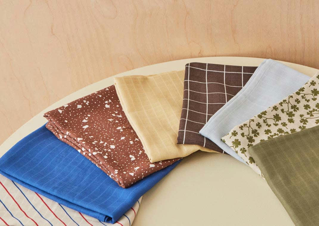 IRO - Lot de 2 torchons jaune en coton organique h70x70cm