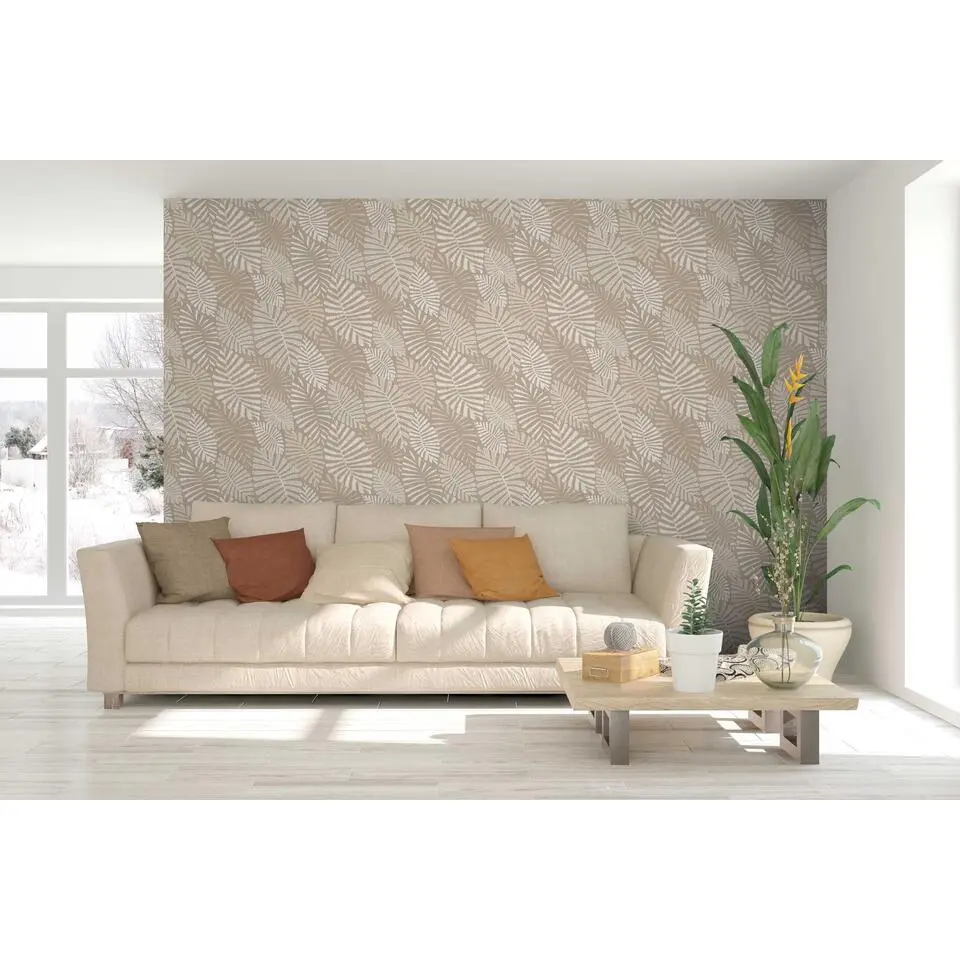 Sanders & Sanders behang bladeren beige - 53 cm x 10 m