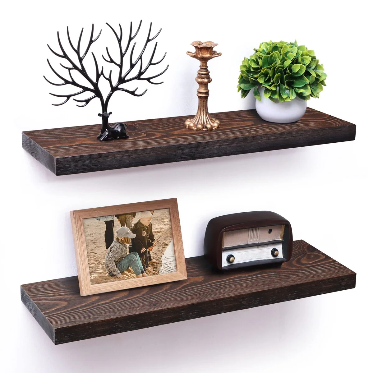 2 Piece Pine Solid Wood Floating Shelf for Wall