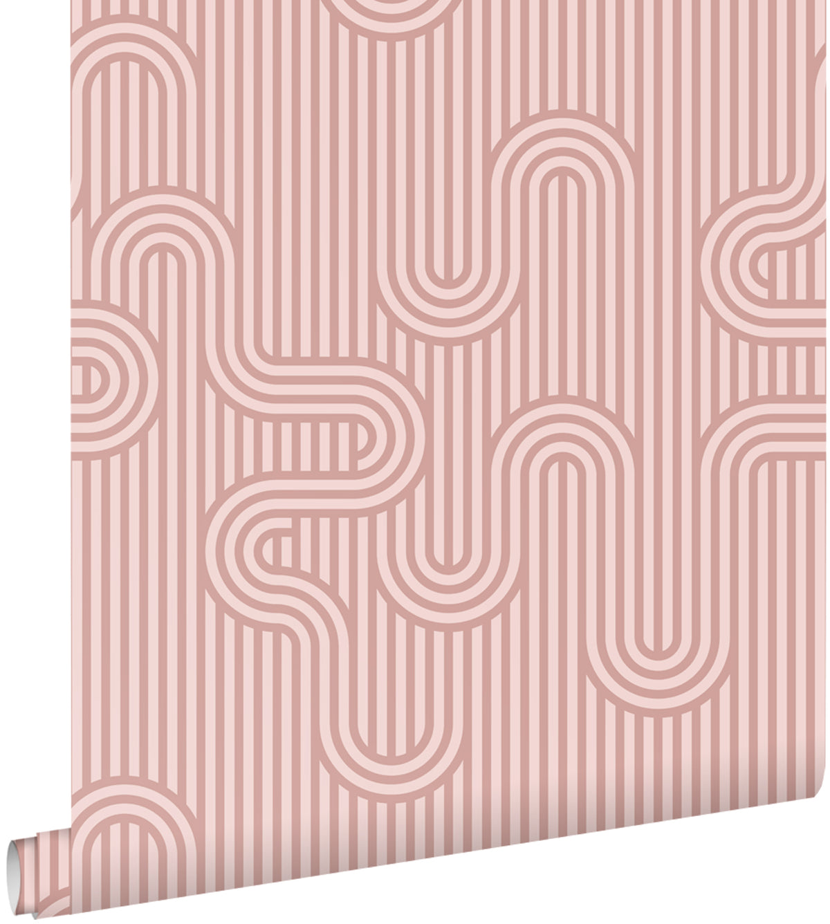 ESTAhome behang grafische lijnen oudroze - 50 x 900 cm - 131025