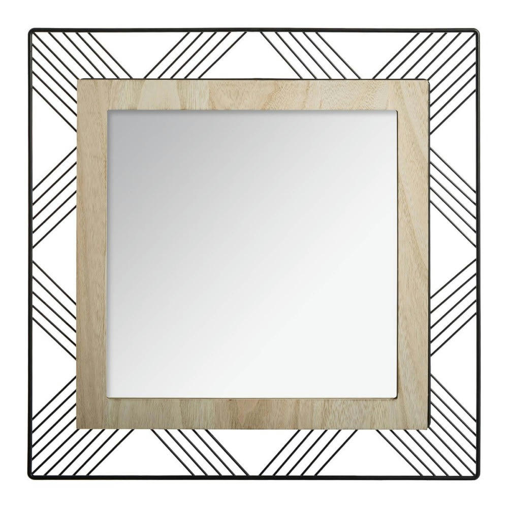 JOE - Miroir carré métal et MDF 45x45cm