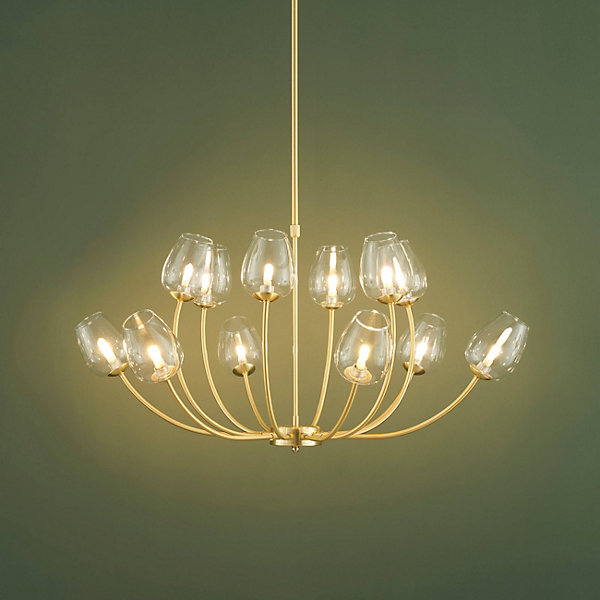 Lustre doré 12 tulipes de verre - Lucciana