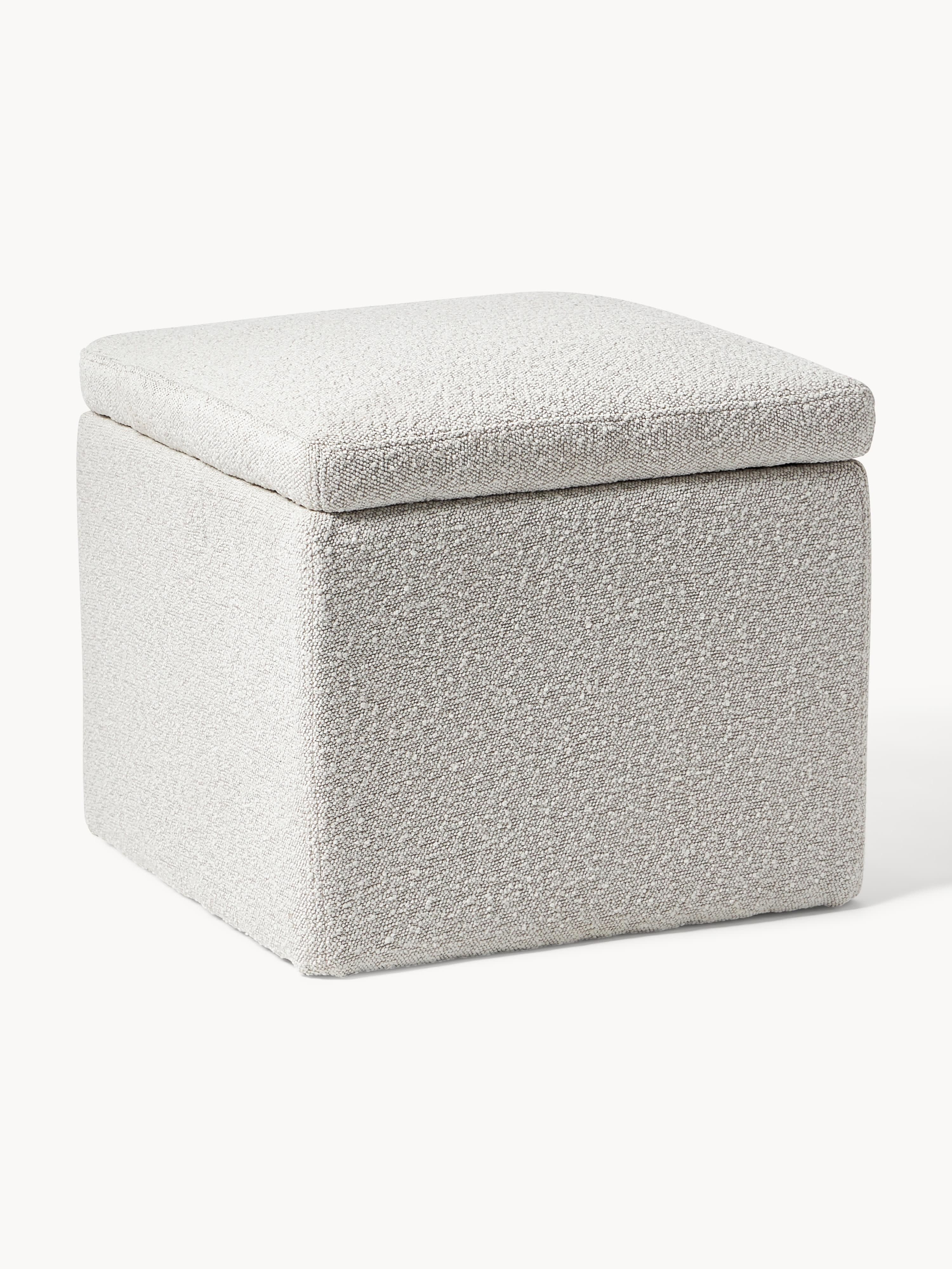 Bouclé-Polsterhocker Winou mit Stauraum