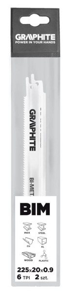 Brzeszczoty bagnetowe 225x20x1.25 mm, 6TPI, 2 szt. GRAPHITE