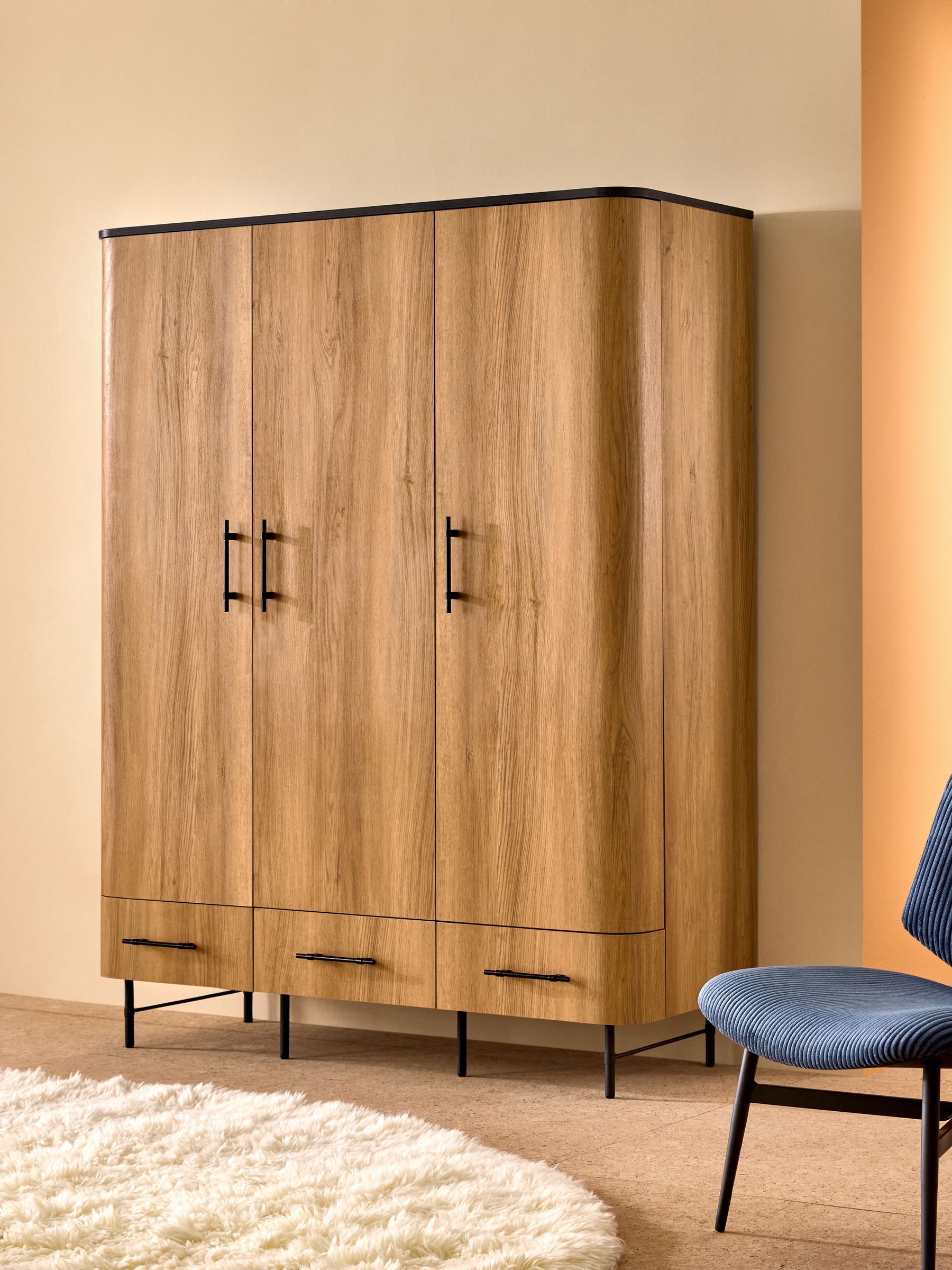 Oak Effect Zeke Triple Wardrobe