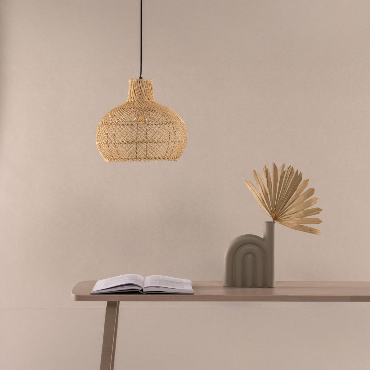 Fjôrd - Plafondlamp Naturel Rotan - 35x35x30cm - Varekil