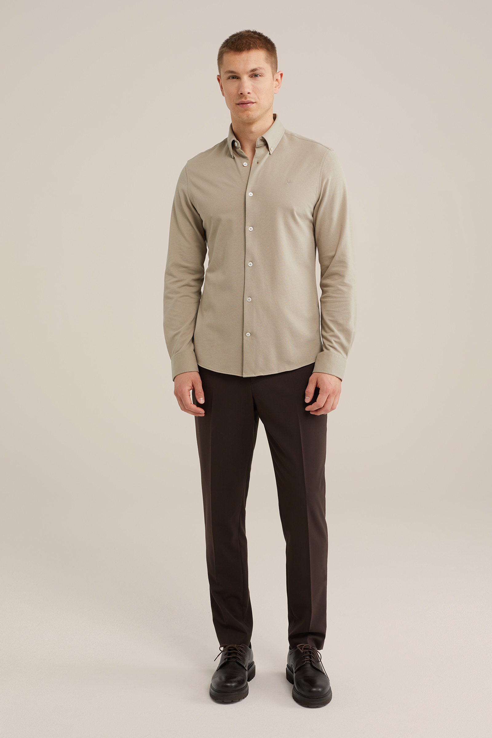 Heren Tall fit overhemd van piqu&eacute;jersey