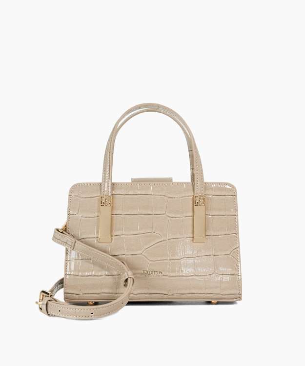 Dinkydenbey Grey - Small Top Handle Croc-Effect Tote Bag