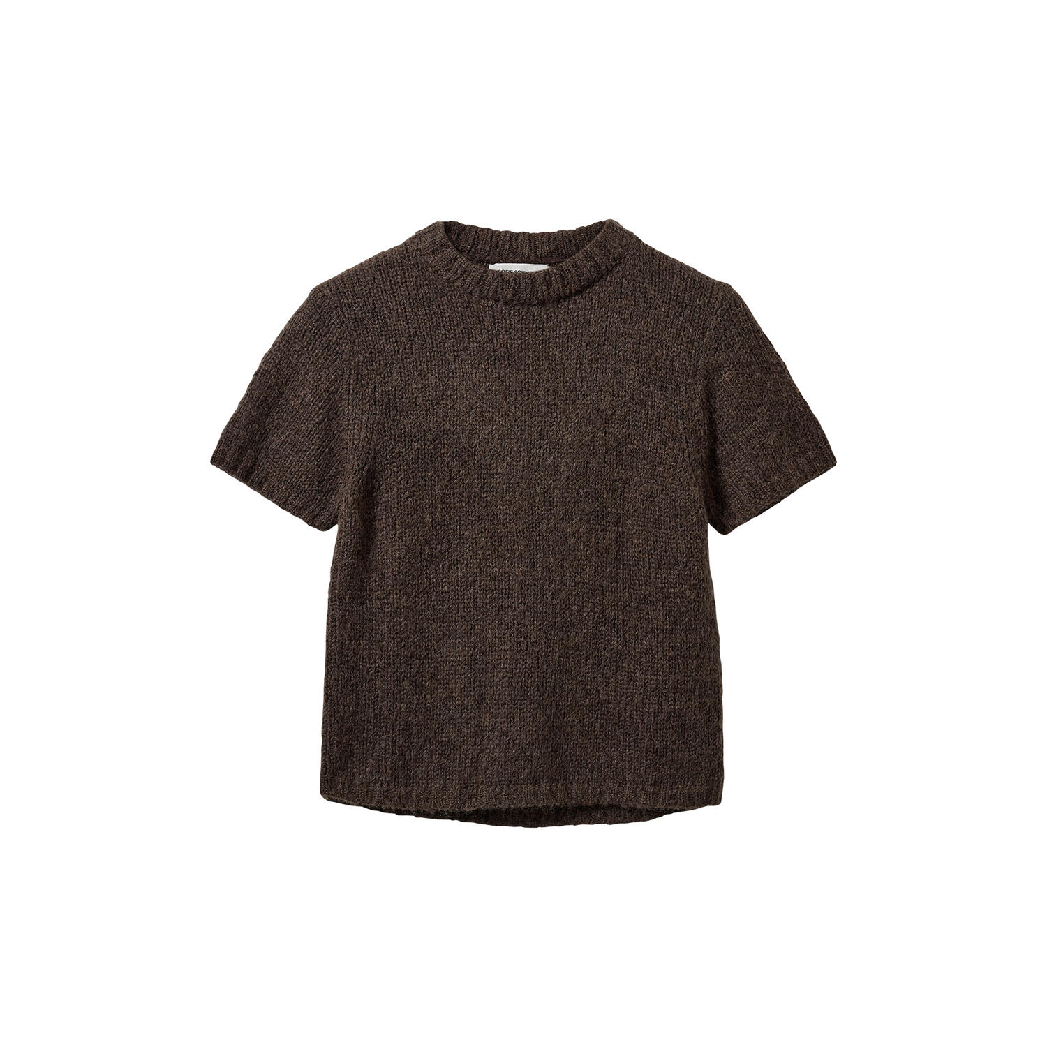 SAGASW SHORT SLEEVE KNIT SWEATER, dark brown