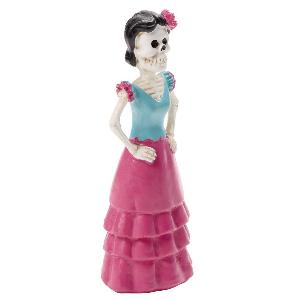 Figurine couple mexicain Halloween Calavera résine Ø5,5xH16,5cm (2 modèles)