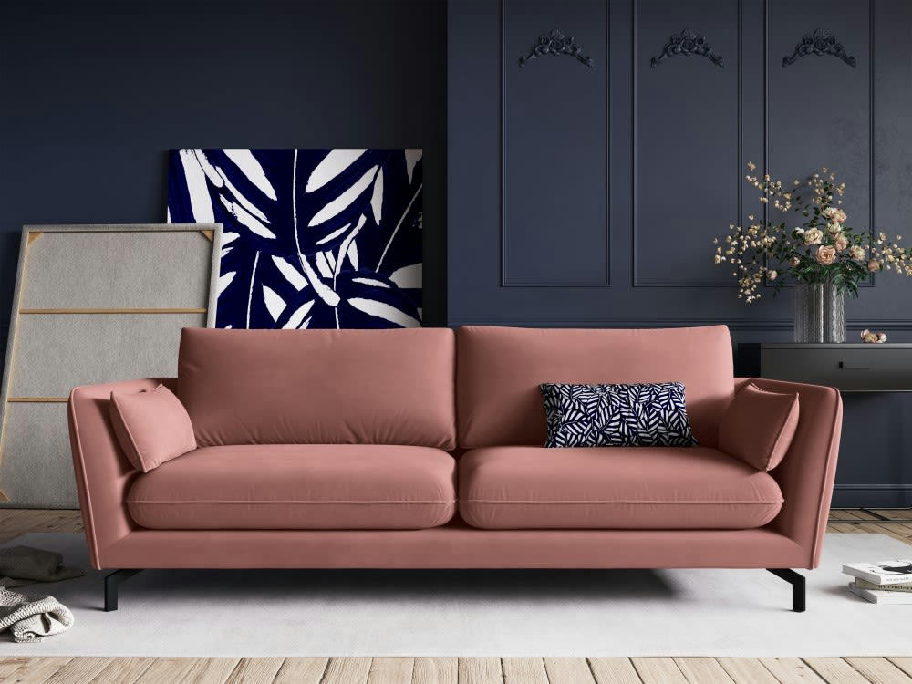 PODIUM - Canapé 3 places en velours rose