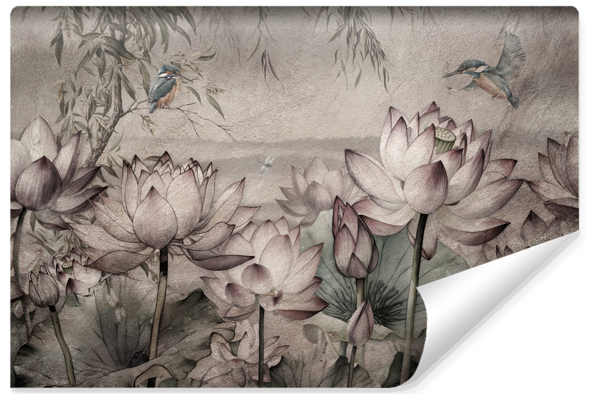 Fototapeta Kwiaty Lotosu W Stylu Retro 90x60cm