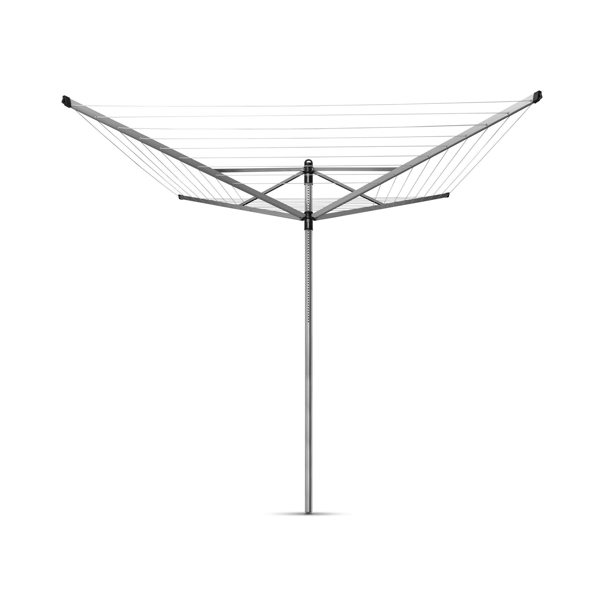 Brabantia Droogmolen Lift-O-Matic, 50 meter met metalen grondanker, doorsnede 45 mm en beschermhoes - Metallic Grey