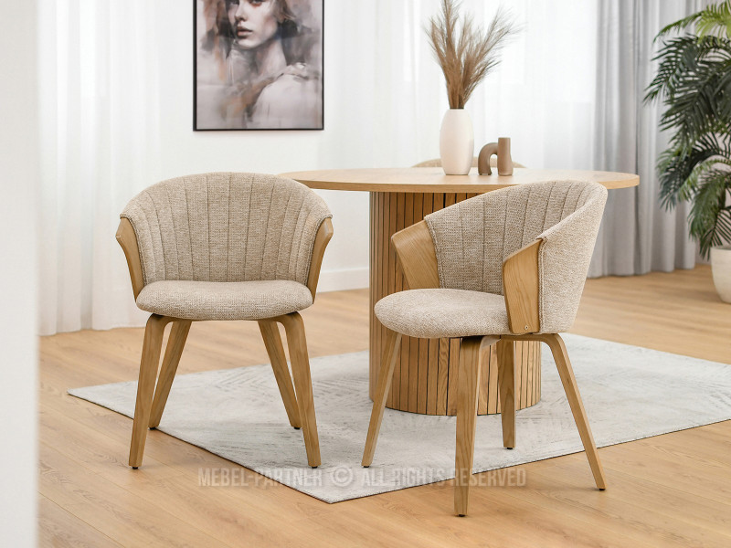 Beżowe Krzesło Guzman Z Tkaniny Do Salonu W Stylu Skandynawskim