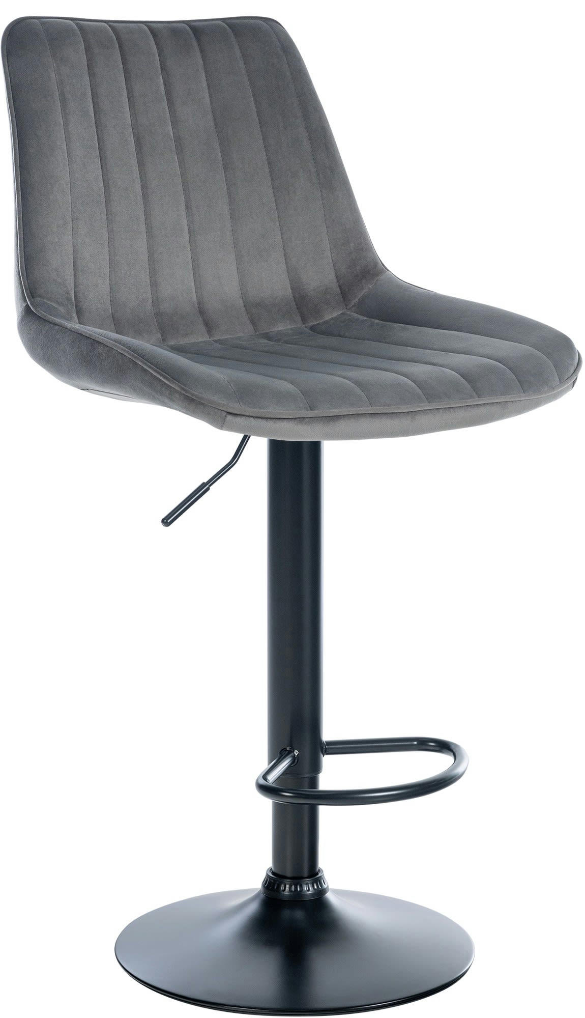 TONI - Tabouret de bar velours ajustable pivotant velours Gris foncé