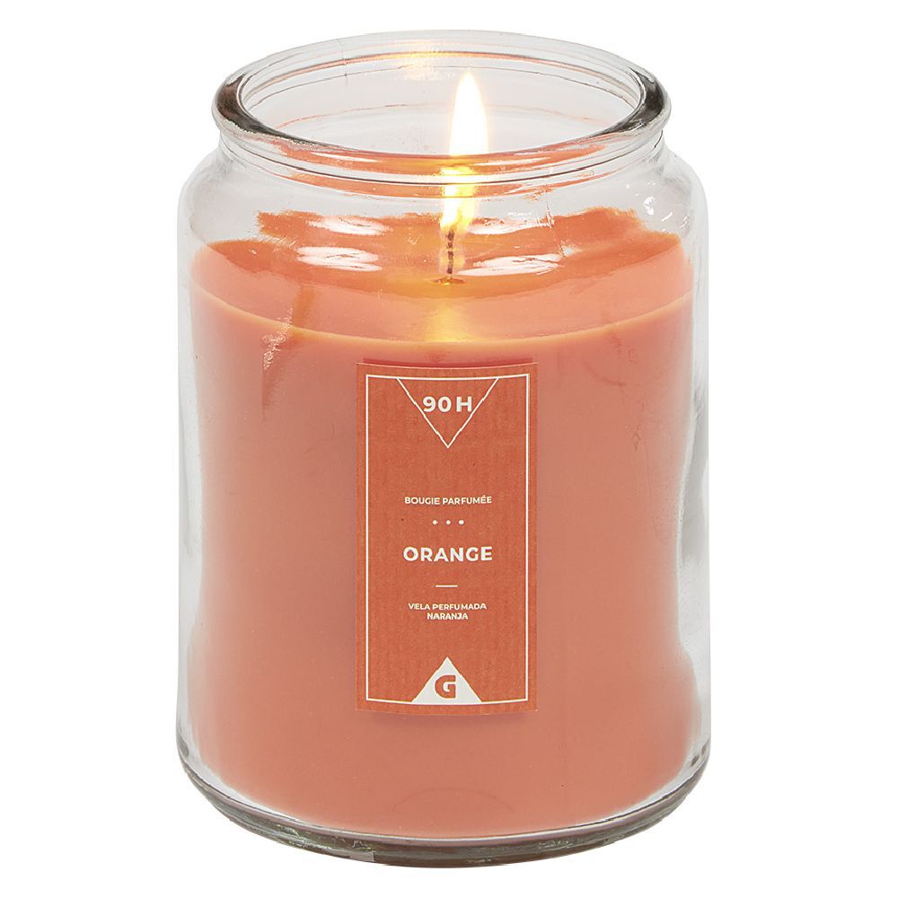 Bougie dans bocal orange Ø9,5 cm